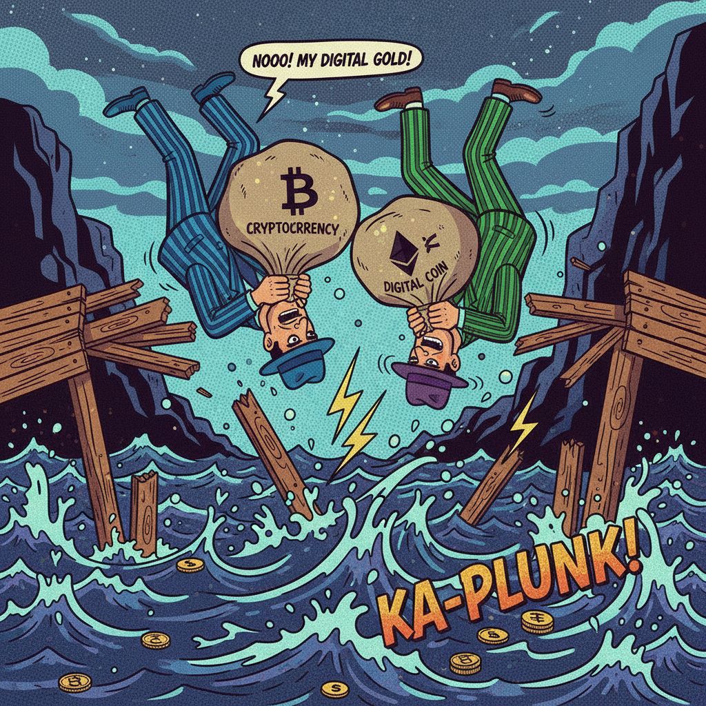 Cartoon illustrating how the BridgeStocks crypto scam operates through Discord impersonation and fake trading platforms