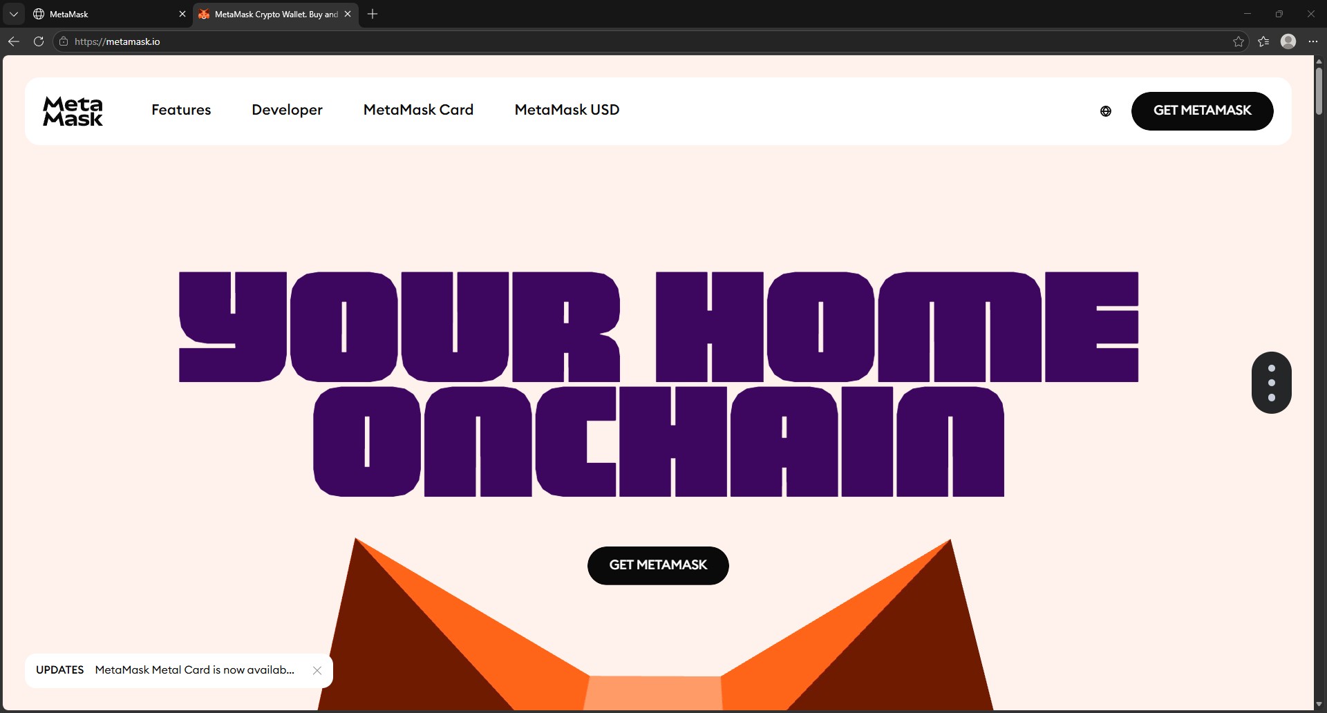 Real MetaMask website for comparison