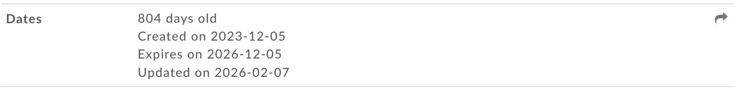 WHOIS lookup for mirrorexp.com showing updated date Feb 7, 2026