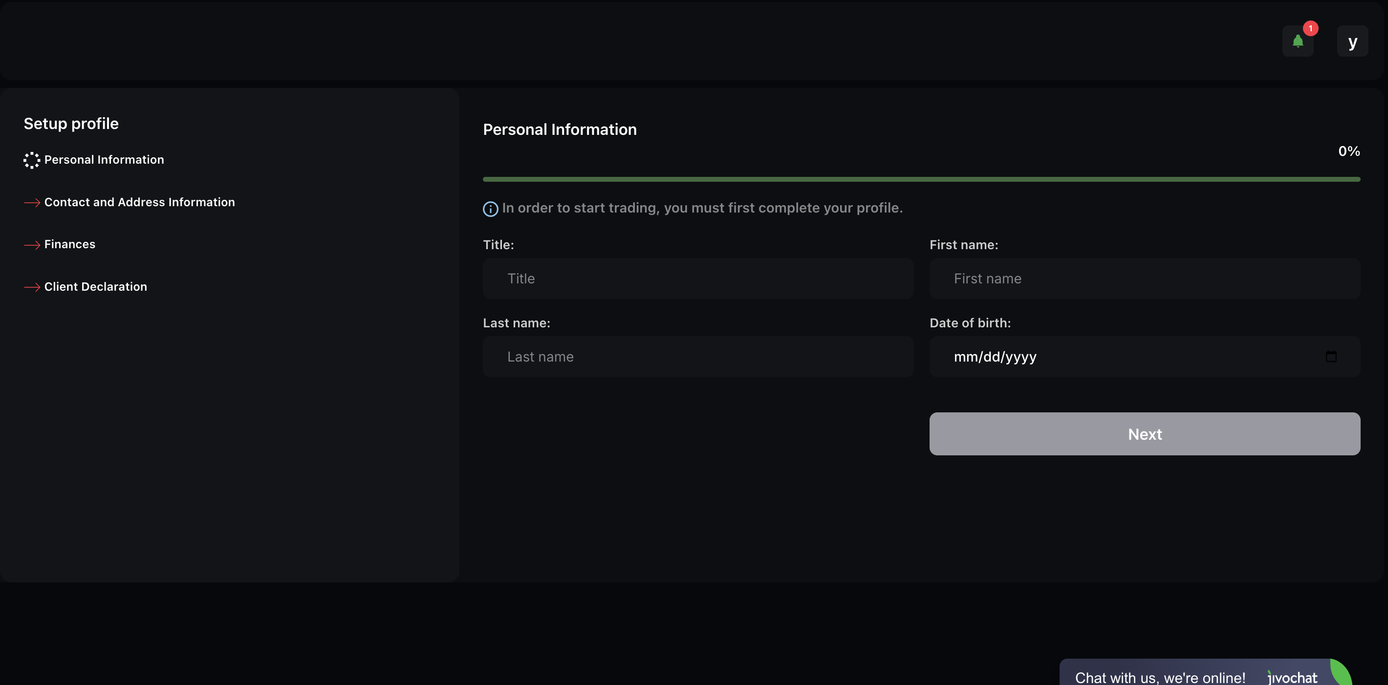 TruCopy personal info collection page